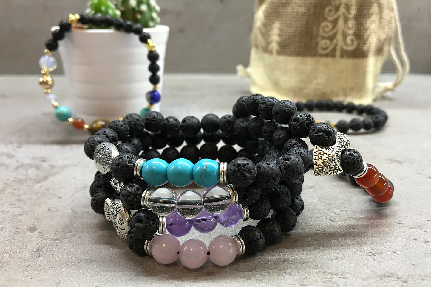 Lava Stone Bracelet - Elephant Chakra