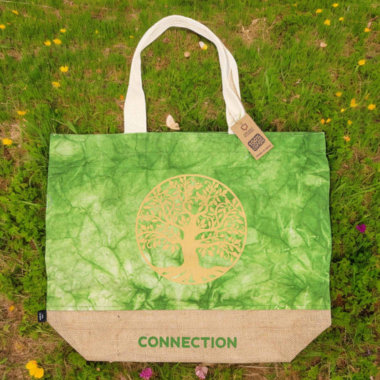 All Natural Bag - Green Stonewash - Tree of Life - Connection