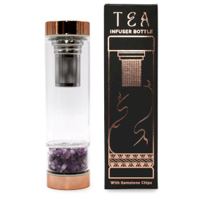 Crystal Glass Tea Infuser Bottle - Rose Gold - Amethyst kit