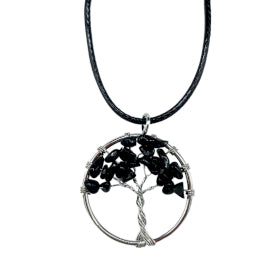 Tree of Life Pendant - Black Agate